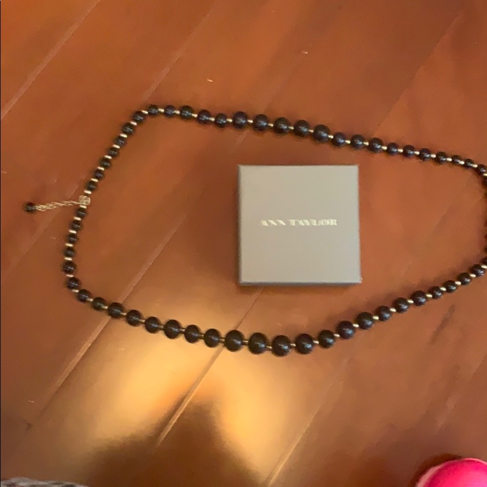 Ann Taylor Black Onyx Double strand necklace w box